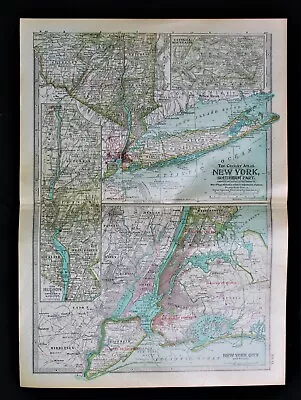 Century Atlas Map Page Plate No.11 New York State Southern Part 1911 Vintage Nyc • $9.99
