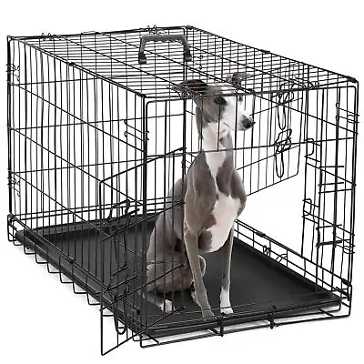Dog Crate 36 Inch Medium Double Door Dog Cage With Divider Panel And Plastic... • $63.27