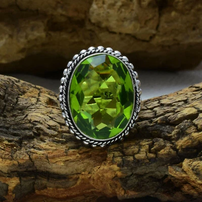 $15.27 • Buy Peridot Topaz Gemstone 925 Sterling Silver Handmade Ring All Size