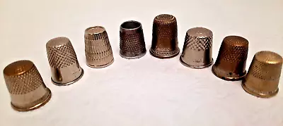 Lot Of 8 Vintage Thimbles Silver Plate Brass Collectible • $15
