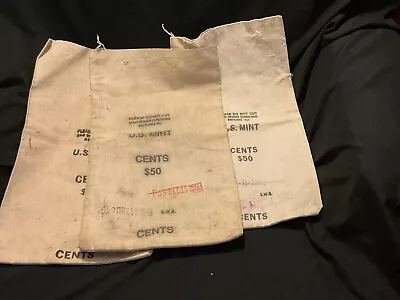 Lot 3 Vintage Canvas U S Mint Cents Bag $50 CLEAN • $12.95