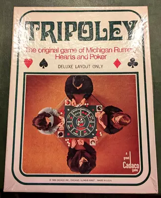 Vintage 1969 Tripoley Board Game Cadaco Deluxe Michigan Rummy. 1 Mat Orig Box • $12.99