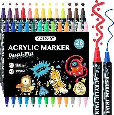 60 Colors Dual Tip Acrylic Paint Pens Markers Premium Acrylic Paint Pens • $13.99