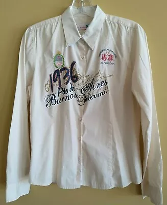 La Martina 1936 Polo De Aires Argentina White Woman's Cotton Embroidered Shirt 4 • $35