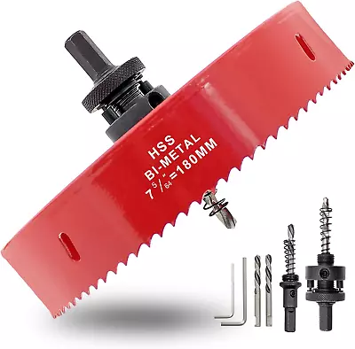 180Mm 7.1 Inch Hole Saw With Drill Bits & Arbor Heavy Duty Bi-Metal Hole Cutter • $28.99