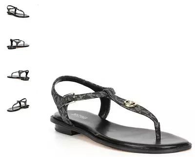 Michael Kors Mallory Black Gold Sig Logo Strappy Sandal Women's Sizes 6-10/NEW!! • $79.95