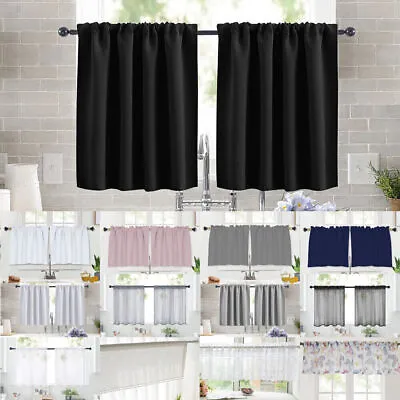 Blackout Curtains Short Half Small Tier Window Curtain Drapes Bedroom Kitchen UK • £10.99