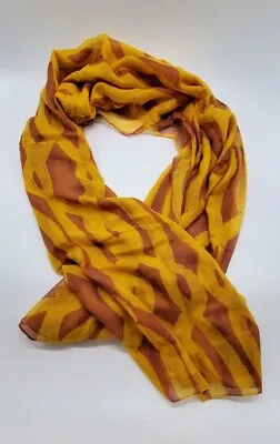 NWT Womens Neck Scarf Shoulder Wrap Oblong Gold Brown 100% Polyester 72 X 44  • $12.29