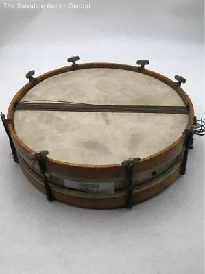 Vintage Brown White Handmade Wooden Round Folk Musical Instrument Snare Drum • $9.99