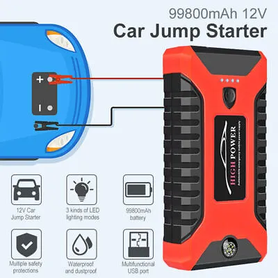 99800mAh 12V Car Jump Starter Pack Booster Charger Battery Power Bank Portable • $42.99