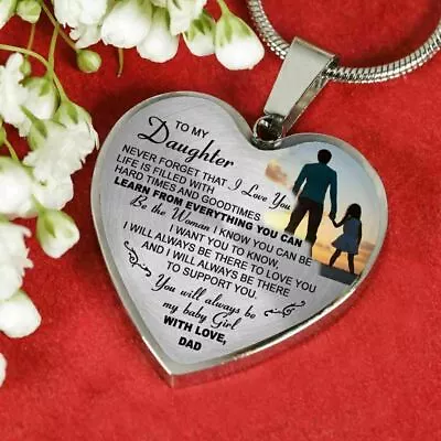 To My Daughter Necklace Heart - Father And Daughter Pendant Gifts From Daddy's • $27.99