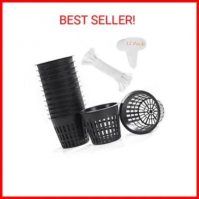 12 Pack 3 Inch Net Cup Pots With 12 Feet Hydroponic Self Watering Wick & 12 Plan • $11.79