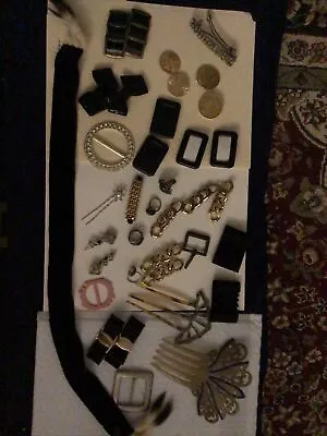 Vintage Antique Jewelry Lot - Musi Shoe Clips Hair Combs & More • $129