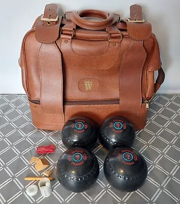 £109.99 • Buy ALMARK Crusader Lawn Bowls Set & Vintage WELKIN Bag Holdall Size 4H Extras
