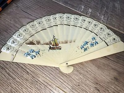 Vintage Celluloid Hand Painted Fan • $29