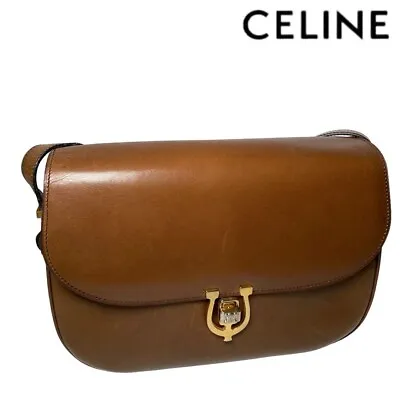 Vintage Old CELINE Leather Shoulder Bag Crossbody Brown Triomphe Made In Italy • $250