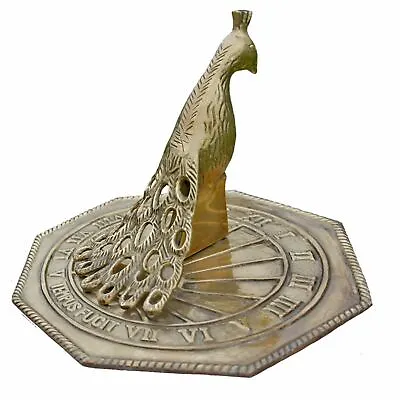 Solid Antique Brass Finish Octagonal Peacock Design Garden Sundial • £59.50