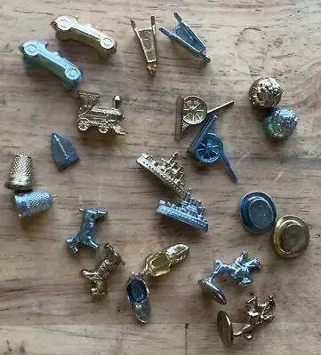 LOT Of Original Metal MONOPOLY Game Pieces 20+  Gold & Silver Vtg Pewter Tokens • $13