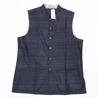 Fabindia Nehru Tunic Shirt Men's Medium Silk Vest Sleeveless Lined Gray India • $49.95