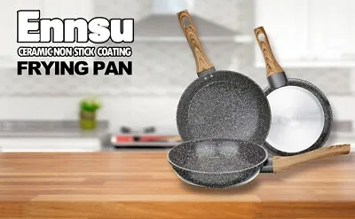 $34.95 • Buy Kitchen 3 Piece Grey Ceramic Grante 8  10  12 Inch Nonstick Frying Pan Set