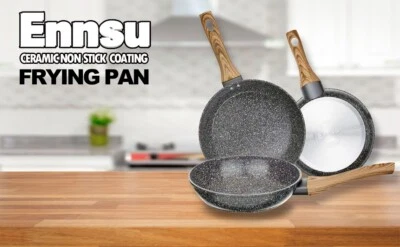 $34.95 • Buy Kitchen 3 Piece Grey Ceramic Grante 8  10  12 Inch Nonstick Frying Pan Set