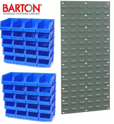 40 PLASTIC STORAGE BINS LOUVRED PANEL (SB35) BOX SET LINBINS RED Or BLUE - TC3 • £186.95