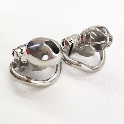 Male Chastity Cage Stainless Steel Bondage Cage Device Restraint Metal Ring UK • £18.98
