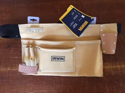 Irwin ROOSTER CONSTRUCTION TOOL BELT 5 POCKETS Tough Split Leather USA Brand • $86.95