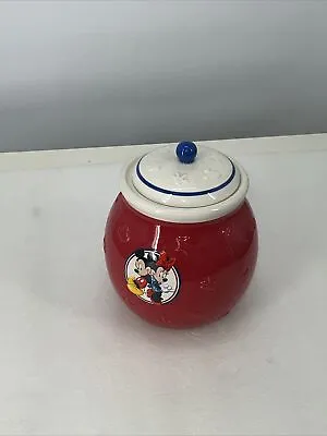 Disney Mickey & Minnie Ceramic Canister Jar With Lid By Hallmark For Disney EUC • $29.95