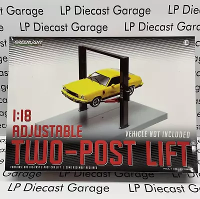 GREENLIGHT 1:18 Scale Adjustable Two-Post Lift Black Red Diecast NEW HTF 2 • $79.99