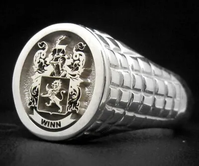 Family Crest Ring Custom Engraved 15x13mm Croco Pattern Solid Silver 925 • £220.96