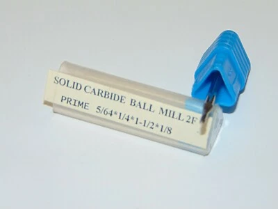$3.75 • Buy 2 Flute 5/64 X 1/8 X 1/4 X 1-1/2  Single Ball End Mill Solid Carbide Un Coated