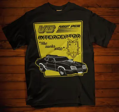 Mad Max T-shirt Movie Film V8 Interceptor Sucks Nitro Pursuit Car Police Black • £9.99