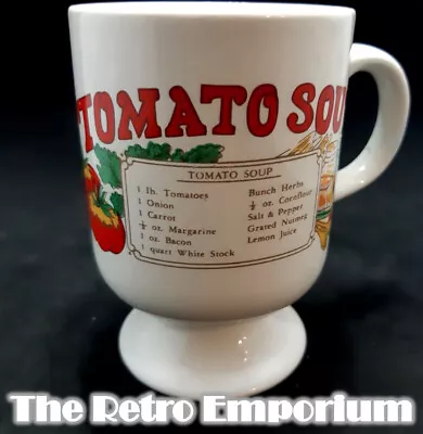 VINTAGE Retro TOMATO Soup Mug Recipe MUG Footed MCM  Ceramic Mug KOREA • $5