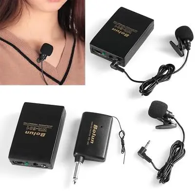 Lavalier Lapel FM Transmitter Receiver Clip Mic System Wireless Microphone • £8.63