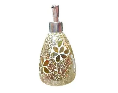 Frangipani Glass Mosaic Soap Dispenser Pump Bottle Holder Bathroom Decor Crystal • $38.16