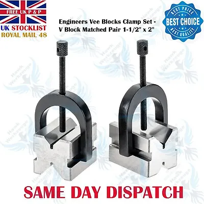 V BLOCK VEE BLOCK AND CLAMP SET 1-1/2  X 2  MILLING ENGINEERING TOOLS • £43.32