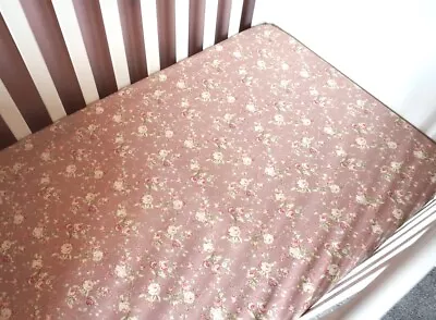 Handmade Girls Cot (120x60cm) Pink Rose Floral Fitted Sheet. 100% Cotton • £22