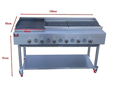 £1500 • Buy 6 Burner Commercial BBQ  Gas And Griddle Lava Rocks Grill 