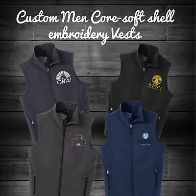 Ink Stitch Design Your Own Custom Logo Texts Stitching Men Soft Shell Vests • $39.99