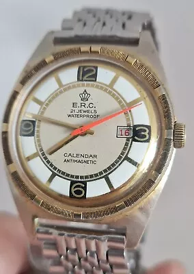 Vintage E.R.C. Calendar Hand Winding Watch - Cal Cattin C66 • $60