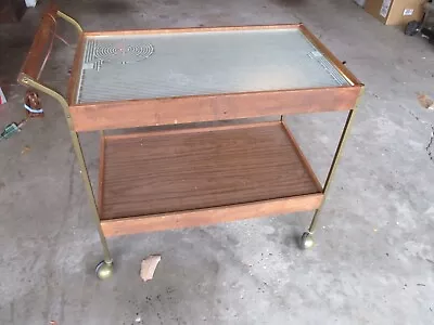 $115 • Buy Vintage Mid Century Salton Hotray Rolling Tea Serving Cart Hot Tray Top Wooden