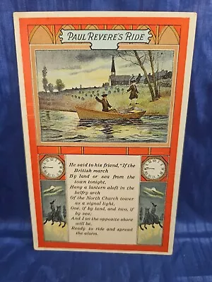  Vintage Patriotic Post Card - Paul Revere's Ride - Classic Period - • $8.50