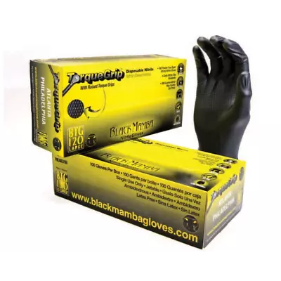 $20.98 • Buy Black Mamba Black TORQUE Grip Nitrile 8 Mil - Heavy-Duty Disposable Gloves
