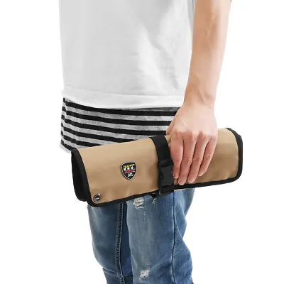 10 Pockets Chef Roll Knife Bag With Handles Carry Case Kitchen Portable Storage • $23.58