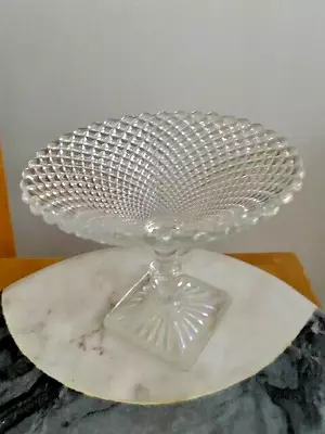 Vintage Miss America Depression Glass Compote Diamond Cut Pattern Candy Dish 5” • $20