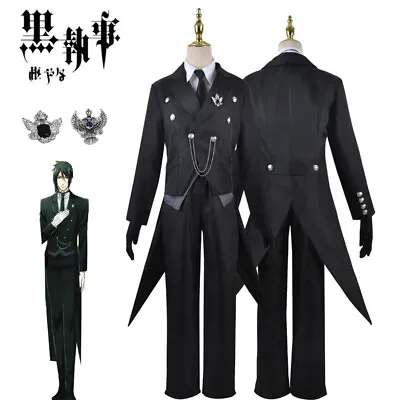 Anime Black Butler Sebas Cosplay Halloween Tuxedo Suit Men's Party Dress Costume • $80.81
