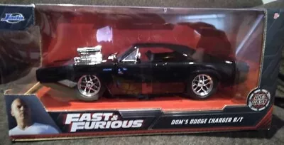 JADA 1:24 Diecast Fast & Furious DOM'S Black '70 1970 DODGE CHARGER R/T CAR • $22.22