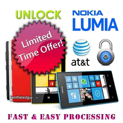 £3.54 • Buy NETWORK UNLOCK CODE FOR AT&T ATT Nokia Lumia 635 640 520 800 820 830 900 920 925