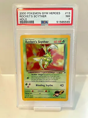 $60 • Buy Gym Hero's Unlimited Rare Holo Pokemon (Rocket's Scyther 13/132) PSA 7